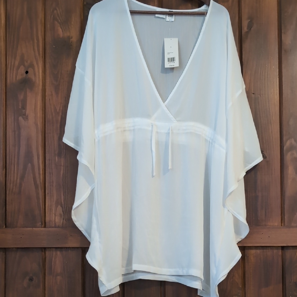 Womens White Sheer Suit Coverup/ Small